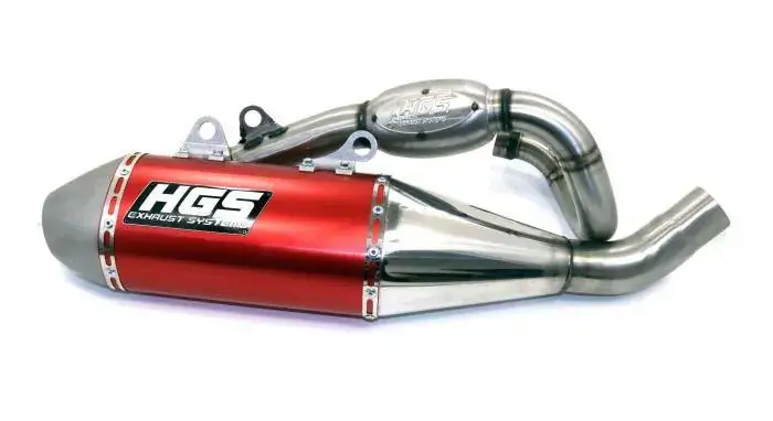 Direct Beschikbaar HGS Uitlaat Honda CRF250R 2022-2024 ovalen demper met RVS eindkap Rood